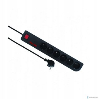 Listwa zasilająca przedłużacz 6 gniazd, 5m, czarny, wyłącznik, 2xbezpiecznik, uziemienie PSF2-605-2, ELGOTECH