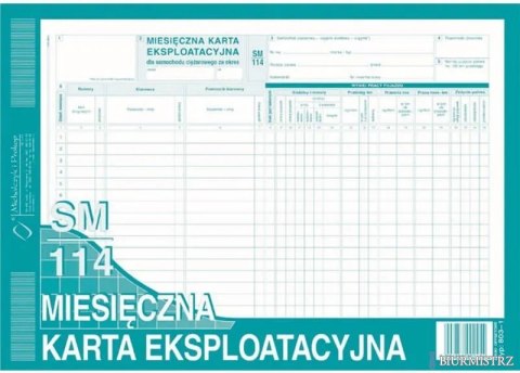MKE Miesięczna Karta Eksploatacyjna A4 (SM/114) MICHALCZYK I PROKOP 803-1