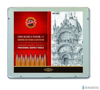Ołówek grafitowy 8B-10H 1504/M 24szt.op.metal KOH I NOOR
