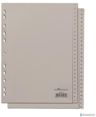 Przekładki PP A4 szare, nadruk, indeksy, dwie sekwencje Szary 650410 DURABLE