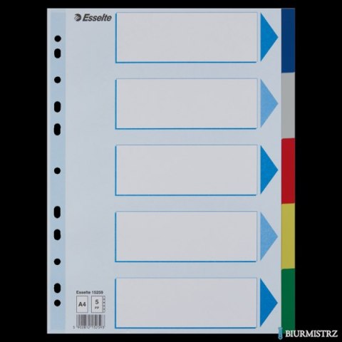 Przekładki plastikowe z PP A4 ESSELTE 5 kart 15259