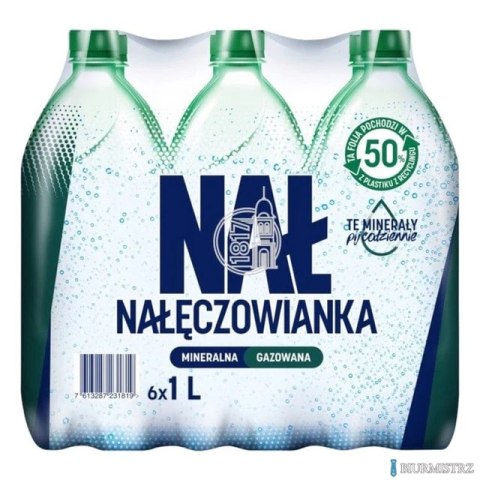 Woda NAŁĘCZOWIANKA mocniejszy gaz 1.0L butelka PET zgrzewka 6 szt.
