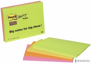 Bloczek samoprzylepny POST-IT_ Super Sticky (6845-SSP), 200x149mm, 4x45 kart., mix kolorów SALE