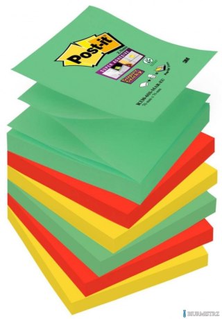 Bloczek samoprzylepny POST-IT_ Super sticky Z-Notes (R330-6SS-MAR), 76x76mm, 6x90 kart., paleta marrakesz