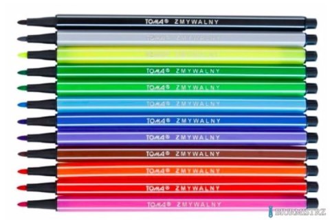 Flamastry szkolne ZĘBOZAURUS 12 kolorowe, spieralne, cienka końcówka, mix TO-590 62 Toma