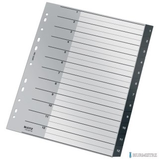 Przekładki Leitz Recycle 1 - 12, A4, PP, czarne 12090000