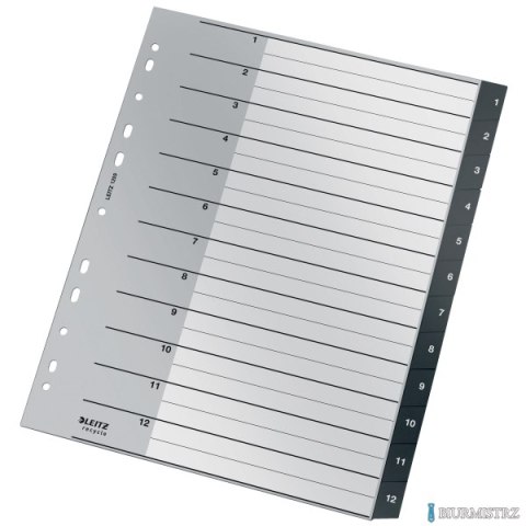 Przekładki Leitz Recycle 1 - 12, A4, PP, czarne 12090000