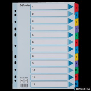 Przekładki kartonowe MYLAR A4 1-12 100162 białe ESSELTE