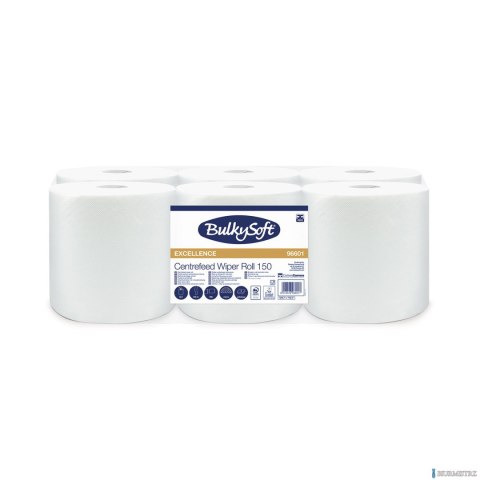 Ręcznik w roli centralnego dozowania midi (6rolek) biały, celuloza, 2w, 150m, PREMIUM, 96601, BULKYSOFT