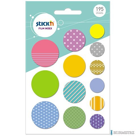 Zakładki indeksujące STICKN kształty, różne rozmiary KOŁA 195szt. 21761