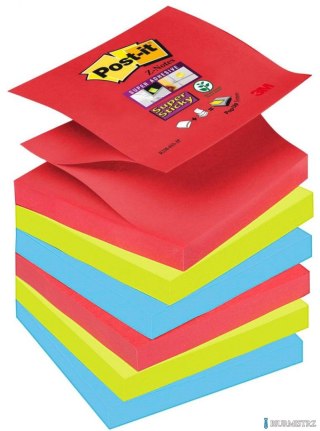 Bloczek samoprzylepny POST-IT Super sticky Z-Notes (R330-6SS-JP), 76x76mm, 6x90 kart., paleta Bora Bora