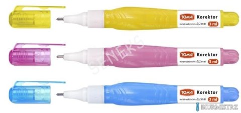 Korektor w płynie MINI, końcówka metalowa 0,2mm 3ml, biały TO-013 Toma