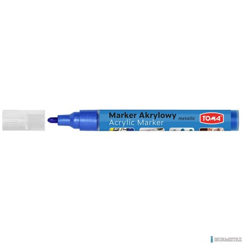 Marker akrylowy, fibrowa końcówka okrągła 2-5mm, niebieski jasny metalic TO-402 Toma