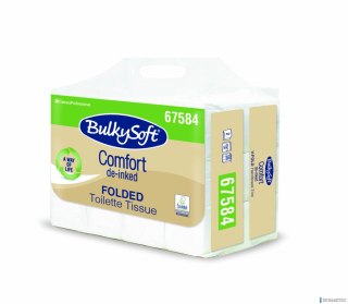 Papier toaletowy BulkySoft Comfort de-inked, 2 warstwy, kolor biały, celuloza z recyklingu, 6000 szt/op., 67584
