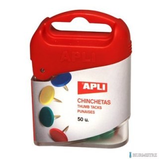 Pinezki kolorowe 50szt.APLI 12347 pudełko plastik