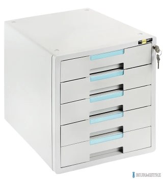 Szafka na dokumenty YELLOW ONE YL-SP05GY plastikowa - 5 szufl. + zamek, szaro-niebieska 120-1893