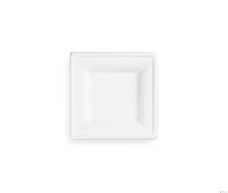 Talerz z trzciny cukrowej, kwadratowy 16x16 cm, biały, op. 50 szt. 100% biodegradowalny 29303