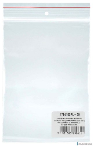 Torebka strunowa DONAU, PP, 100x200mm, 100szt., transparentna