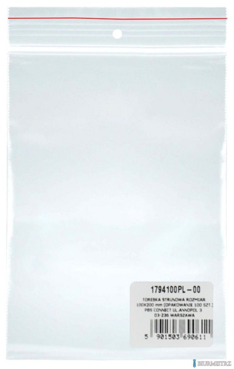 Torebka strunowa DONAU, PP, 100x200mm, 100szt., transparentna