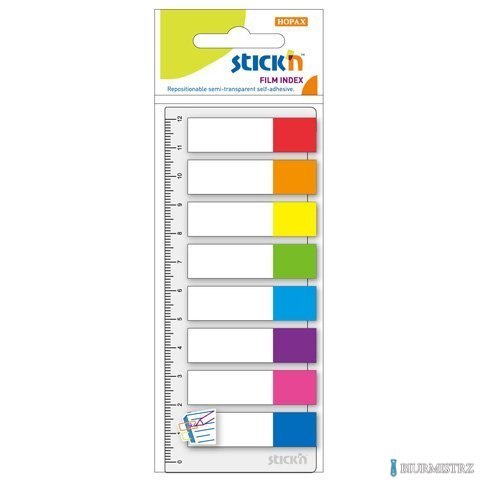 Zakładki Indeksujące 8 kolorów neon x 15szt.+Linijka STICKN 21467