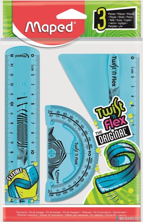 Zestaw linijek niełamliwych 895024 linijka 15cm ekierka kątomierz MAPED
