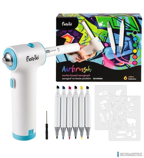 Airbrush zestaw spray: pistolet + markery Fiorello GR-8900N 170-2788