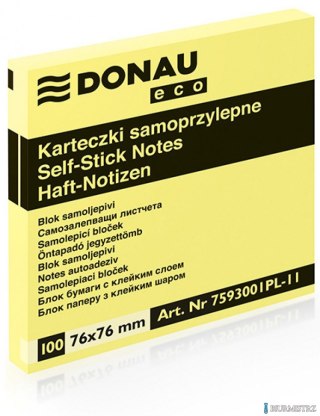 Bloczek samoprzylepny ECO 76*76 jasno żółty 7593001PL-11 DONAU