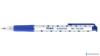 Długopis AUTOMAT SUPERFINE z supercienką końcówką, 0,5mm niebieski TO-069 Toma