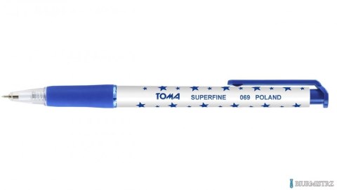 Długopis AUTOMAT SUPERFINE z supercienką końcówką, 0,5mm niebieski TO-069 Toma