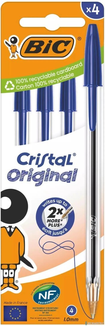 Długopis BIC Cristal Original niebieski Pudełko 4szt, 516332
