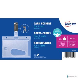 Holdery na karty z klipsem, 54 x 85 mm, 25 szt, półprzezroczyste, 4826