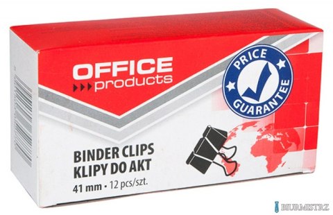 Klipy do dokumentów , 41mm, 12szt., czarne, typu OFFICE PRODUCTS 18094119-05