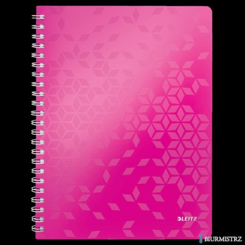 Kołonotatnik LEITZ WOW A4 80k PP kratka różowy 46380023