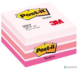 Kostka samoprzylepna POST-IT (2028-P), 76x76mm, 1x450 kart., różowa .