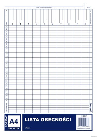 Lista obecnośći A4, 40 kartek offset, 10-506-1 DOTTS