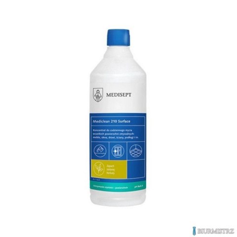 MEDICLEAN 210 Surface Uniwersalny koncentrat do mycia wszelkich powierzchni wodoodpornych 1l (zielona herbata)