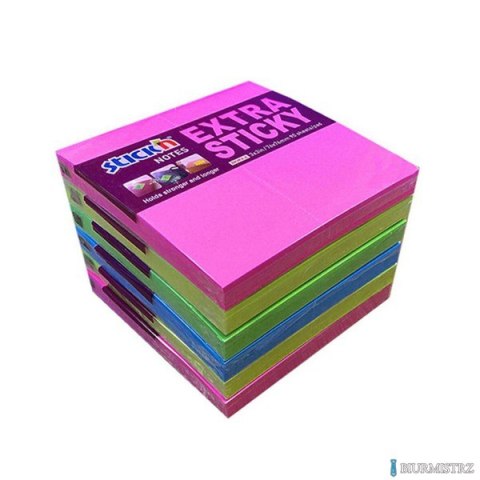 Notes samoprzylepny EXTRA STICKY 76x76mm 4 kol.neon/90 kart. 6szt. Stickin 21679