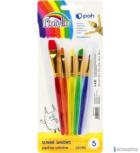 Pędzle szkolne 5szt. różne kształty GR-FB5 FIORELLO 170-2215