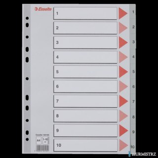 Przekładki plastikowe szare PP A4 1-10 100105 numeryczne ESSELTE