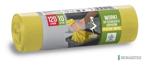 Worki do segregacji plastik żółte LDPE 120l (10 szt.) ANNA ZARADNA 7058