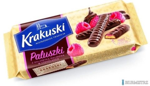 Ciastka BAHLSEN KRAKUSKI paluszki z galaretką malinową w czekoladzie 144g