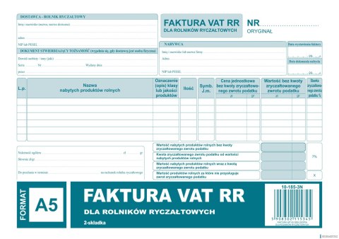 Faktura VAT RR A5, 80 kartek (1+1) 10-185-3N DOTTS