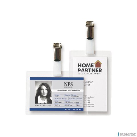 Karta identyfikacyjna (50szt.) z klipsem pozioma + wkładki a4 11131 3L