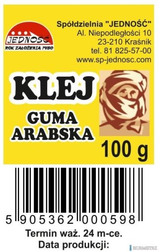 Klej guma arabska 100gr butelczka plastikowa JEDNOŚĆ