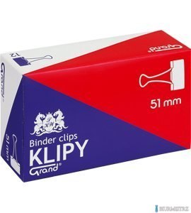 Klip 51mm 12szt (2 cale) czarny GRAND 110-1096 klipy do dokumentów