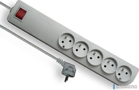 Listwa zasilająca przedłużacz 5 gniazd, 5m, biały, wyłącznik, uziemienie PSF3‑505, ELGOTECH