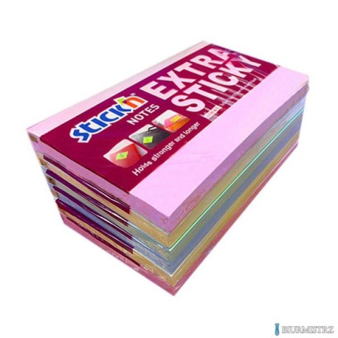 Notes samoprzylepny EXTRA STICKY 76x127mm 4 kol.pastel/90 kart.6szt. Stickin 21669