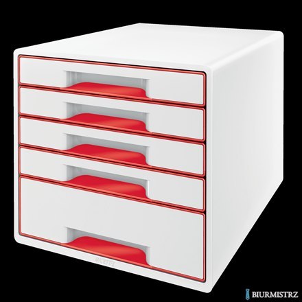 Pojemnik z 5 szufladami Leitz WOW, czerwony 52142026