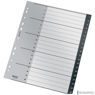 Przekładki Recycle 1 - 20, A4, PP, czarne Leitz, 12110000