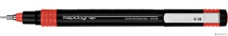 Rapitograf, Pisak Kreślarski Super Professional grubość 0.18mm (czerwony) RYSTOR